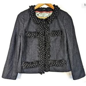 J. Crew  Black Astrid Wool Berry Trim Cropped Career Jacket